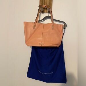 Designer Rebecca Minkoff rosewood leather handle bag with purse